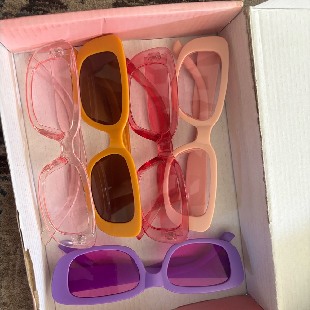 Colorful Rectangular Sunglasses Set